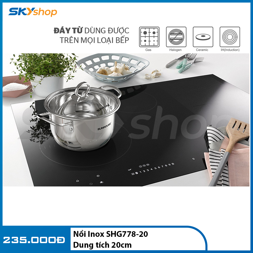 Nồi Inox 5 Đáy 20cm SUNHOUSE SHG788-20 - Hàng chính hãng