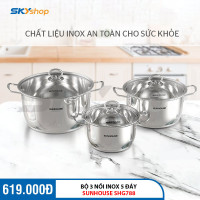 Bộ 3 Nồi Inox 5 Đáy SUNHOUSE SHG788