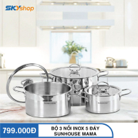 Bộ 3 Nồi Inox 5 Đáy SUNHOUSE MAMA SH784