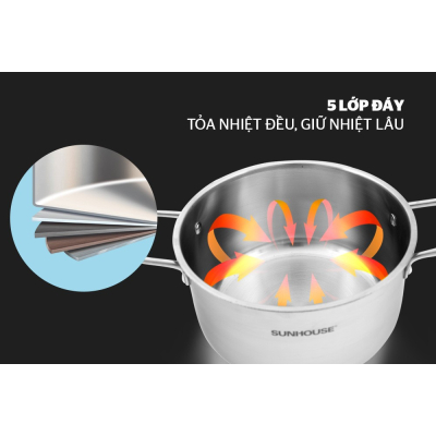 Bộ 3 Nồi Inox 5 Đáy SUNHOUSE MAMA SH784