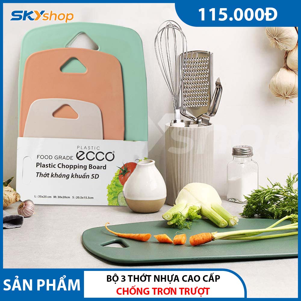 Bộ 3 thớt nhựa cao cấp chống trơn trượt 