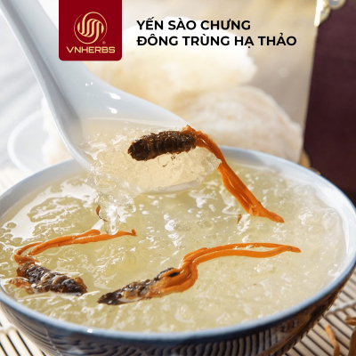 1 hộp yến chưng Đông trùng hạ thảo sinh khối VNHERBS (8 lọ/hộp) 