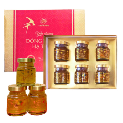 1 hộp yến chưng Đông trùng hạ thảo sinh khối VNHERBS (6 lọ/hộp) 