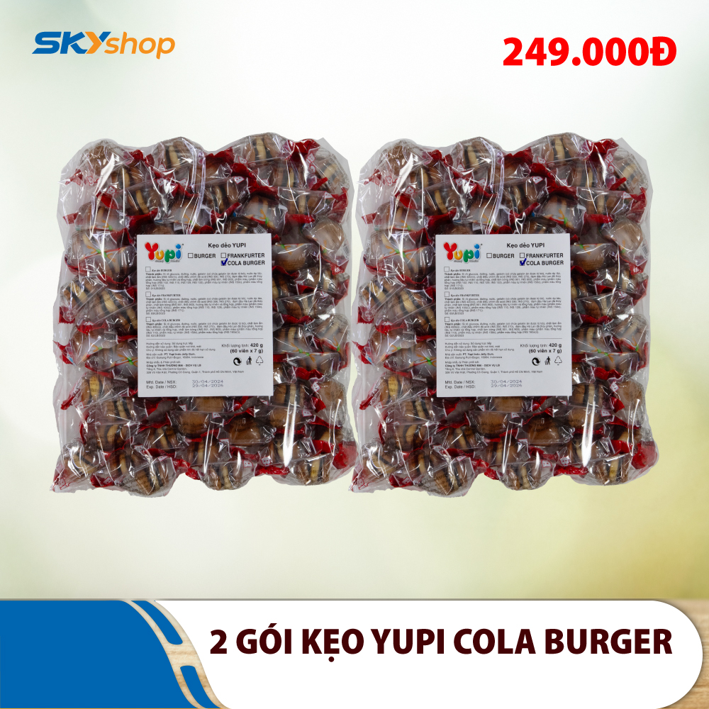 2 Gói kẹo dẻo Yupi Cola Burger