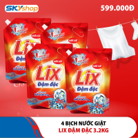 4 Bịch nước giặt Lix đậm đặc 3.2kg tăng gấp đôi sức mạnh (Giao HCM)
