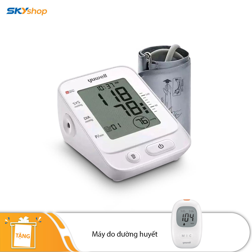 Máy đo huyết áp có giọng nói Yuwell YE660E - Tặng máy đo đường huyết Yuwell
