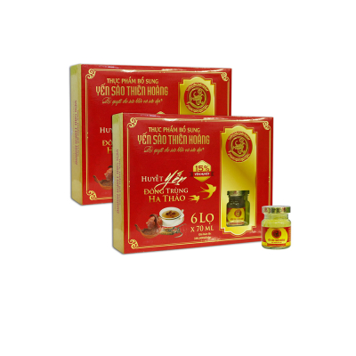 5 hộp yến sào Thiên Hoàng 15% huyết yến đông trùng hạ thảo (6 lọ/hộp) - Tặng 6 gói cháo yến Thiên Hoàng + 6 lon yến vị ngẫu nhiên