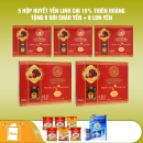 5 hộp yến sào Thiên Hoàng 15% huyết yến linh chi (6 lọ/hộp) - Tặng 6 gói cháo yến Thiên Hoàng + 6 lon yến vị ngẫu nhiên