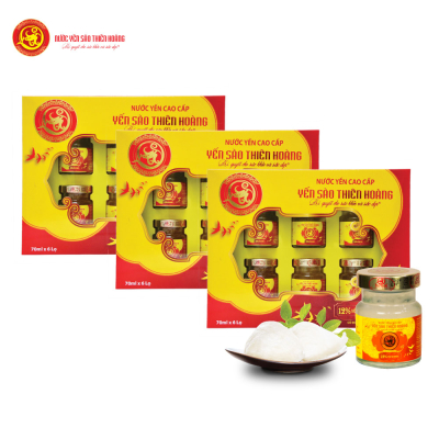 3 hộp Yến sào Thiên Hoàng 12% - Tặng 6 lon nước yến hương vị ngẫu nhiên + 06 gói cháo yến hương vị ngẫu nhiên + 3 lon cá hộp Sea Crown