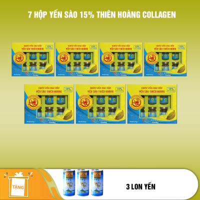 7 hộp yến sào Thiên Hoàng 15% Collagen (6 lọ/hộp) - Tặng 3 gói cháo yến Thiên Hoàng hoặc 3 lon yến Thiên Hoàng vị ngẫu nhiên