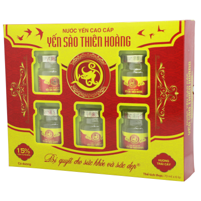 7 hộp yến sào Thiên Hoàng 15% hương trái cây (6 lọ/hộp) - Tặng 3 gói cháo yến Thiên Hoàng hoặc 3 lon yến sào Thiên Hoàng vị ngẫu nhiên