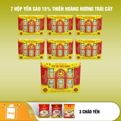 7 hộp yến sào Thiên Hoàng 15% hương trái cây (6 lọ/hộp) - Tặng 3 gói cháo yến Thiên Hoàng hoặc 3 lon yến sào Thiên Hoàng vị ngẫu nhiên