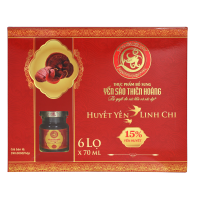 10 hộp yến sào Thiên Hoàng 15% huyết yến linh chi (6 lọ/hộp) - Tặng 1 chảo lớn (bất kỳ)