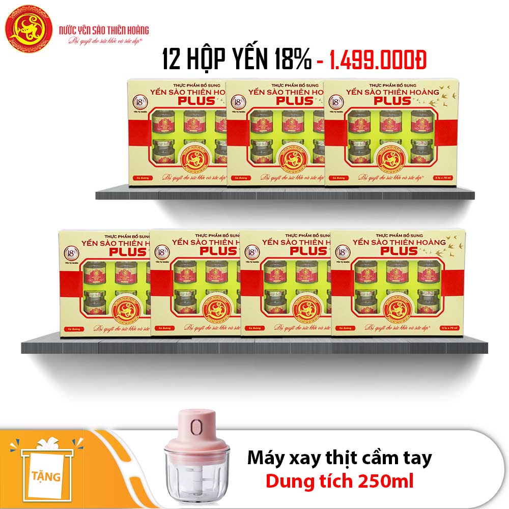 12 hộp yến sào Thiên Hoàng 18% - Tặng 1 máy xay thịt cầm tay dung tích 250ml